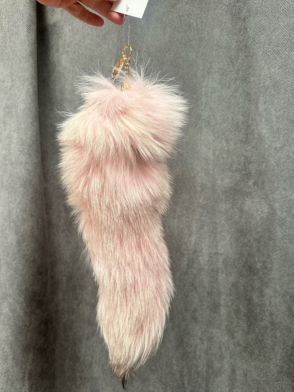 Genuine Fox fur tail bag charm pale pink